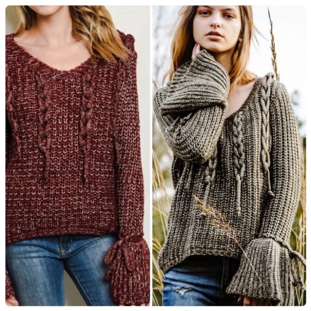 Big Bell Cuffs Burgundy Metallic Sweater - Picture 7 of 13